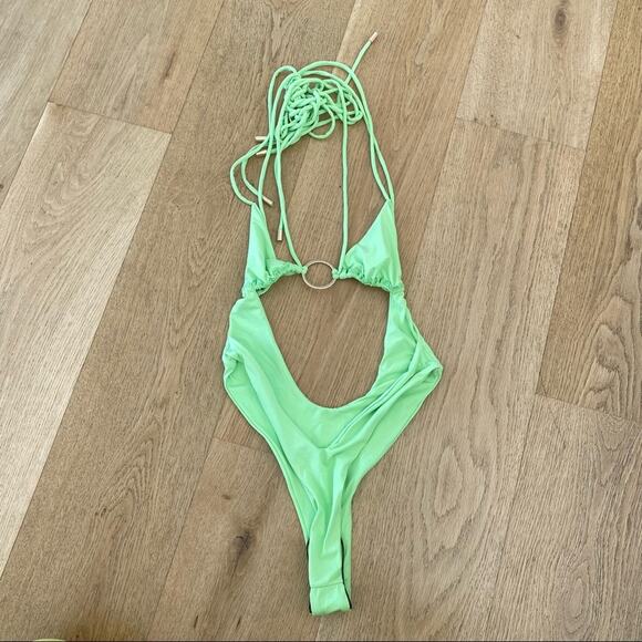 Kamari Swim - Limon Criss Cross One Piece Swimsuit in Lime Green - Picture 5 of 8